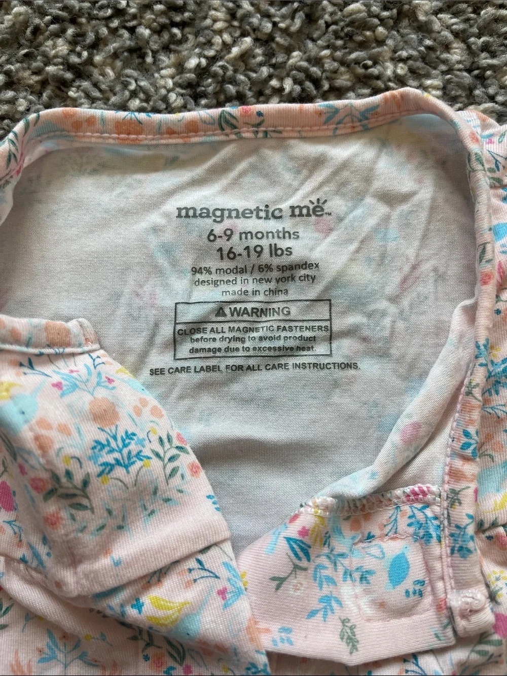 Magnetic Me Pink Floral Romper - Size 6-9 months